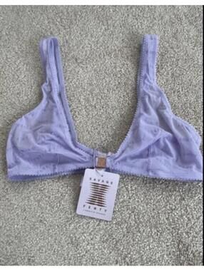 Savage X Fenty Purple Sheer Mesh Logo Wireless Bralette Bra Size M NWT